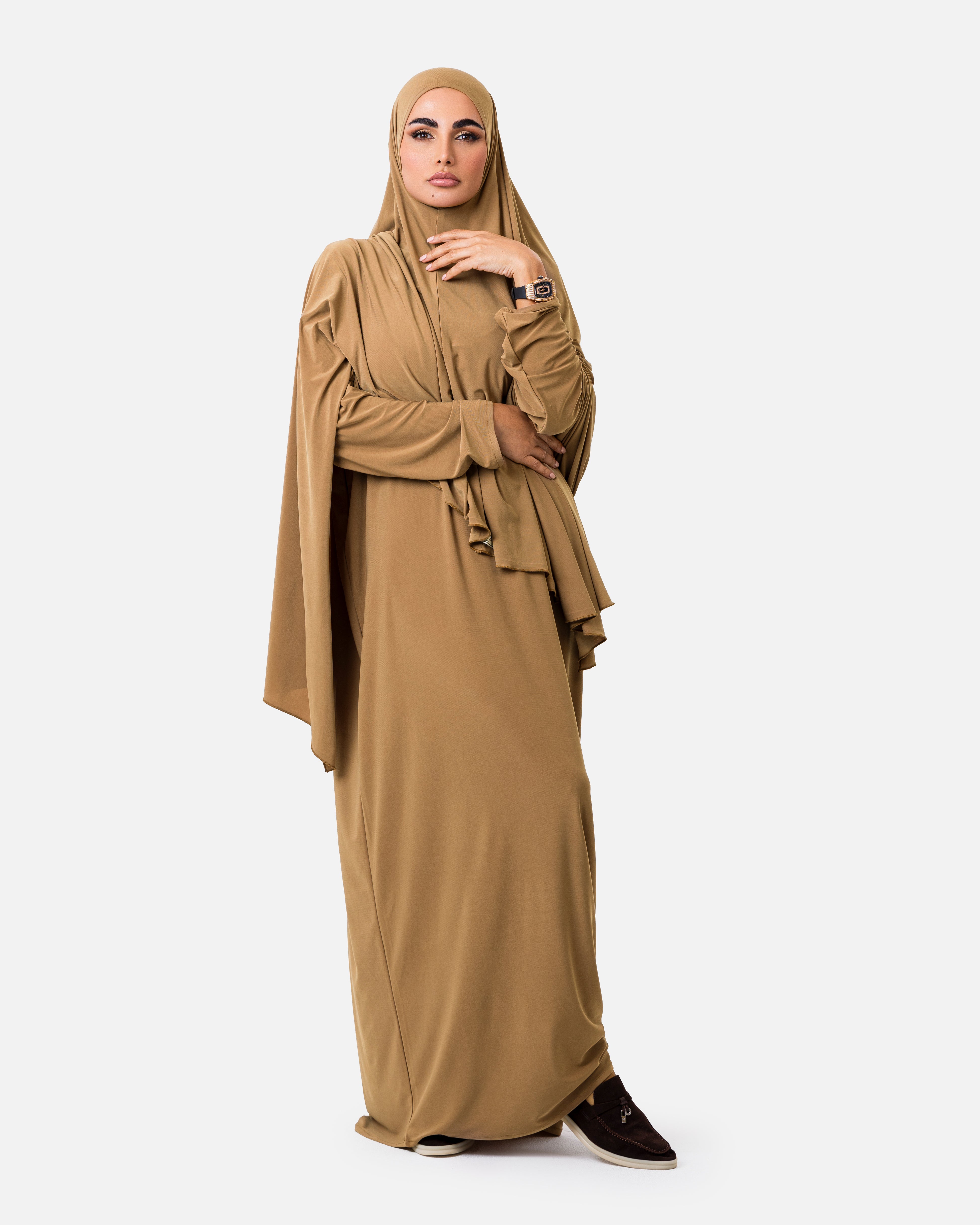 Khimaar Set Camel by Maison Qamar Dubai