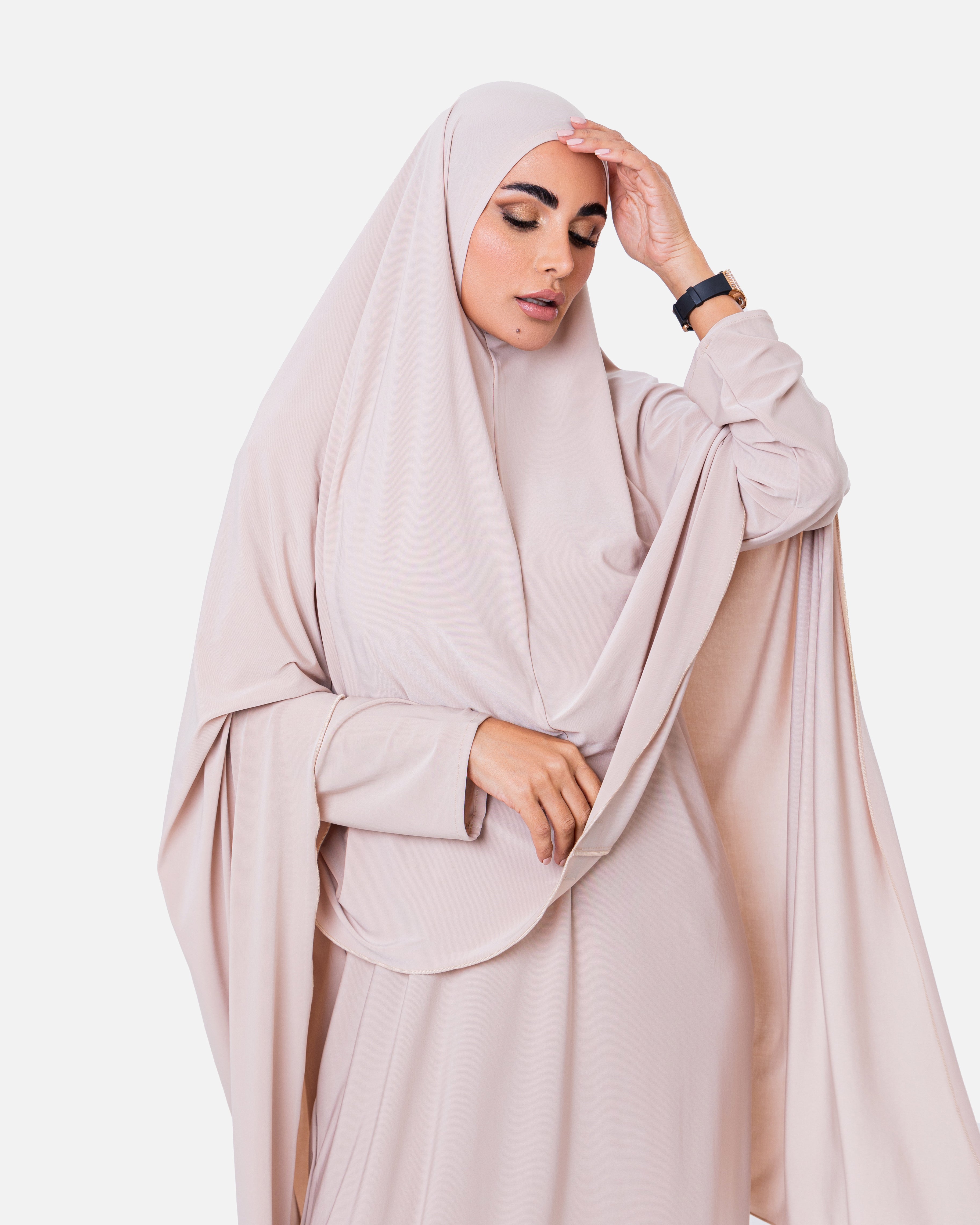 Khimaar Set Beige by Maison Qamar Dubai