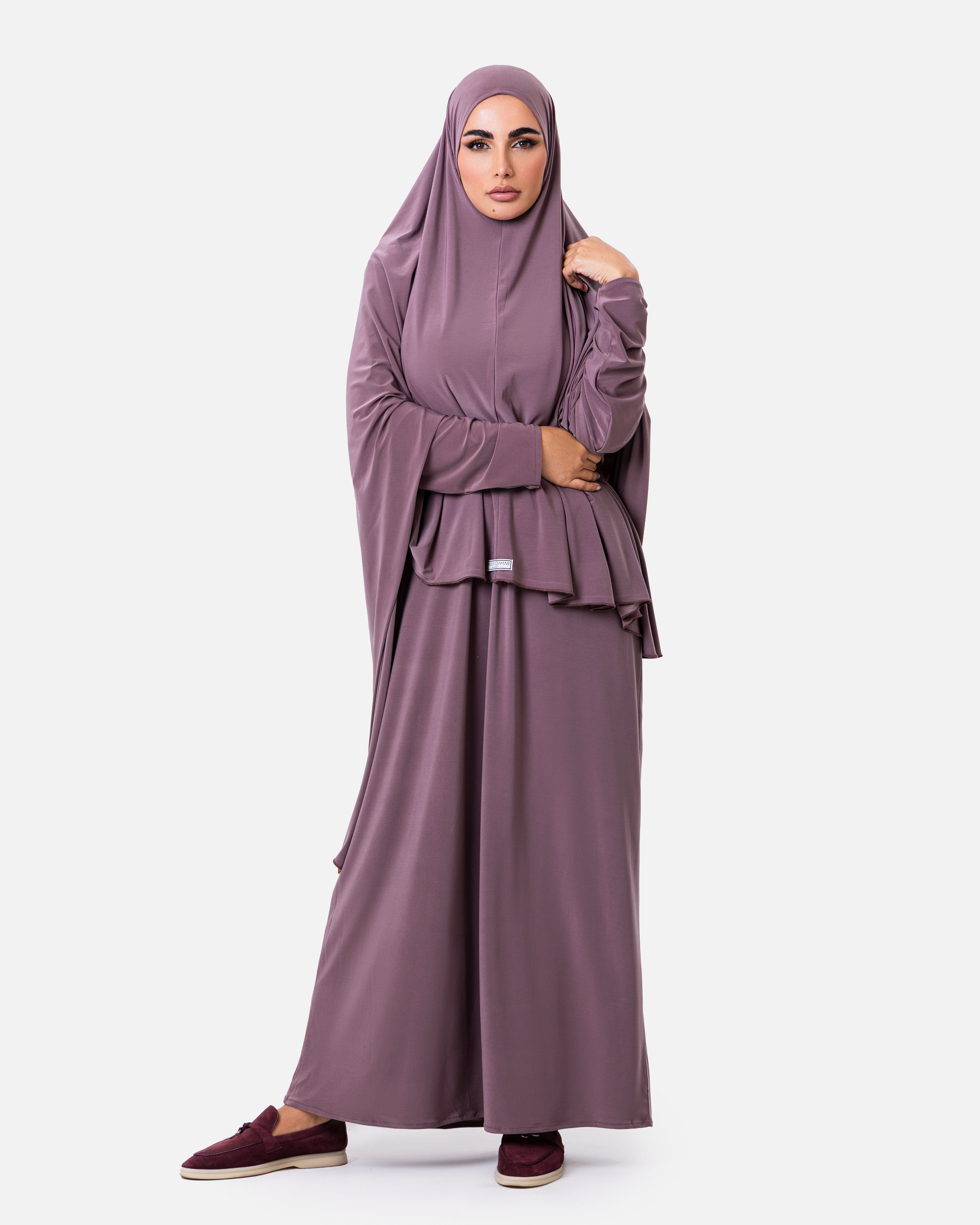 Khimaar Set Purple by Maison Qamar Dubai