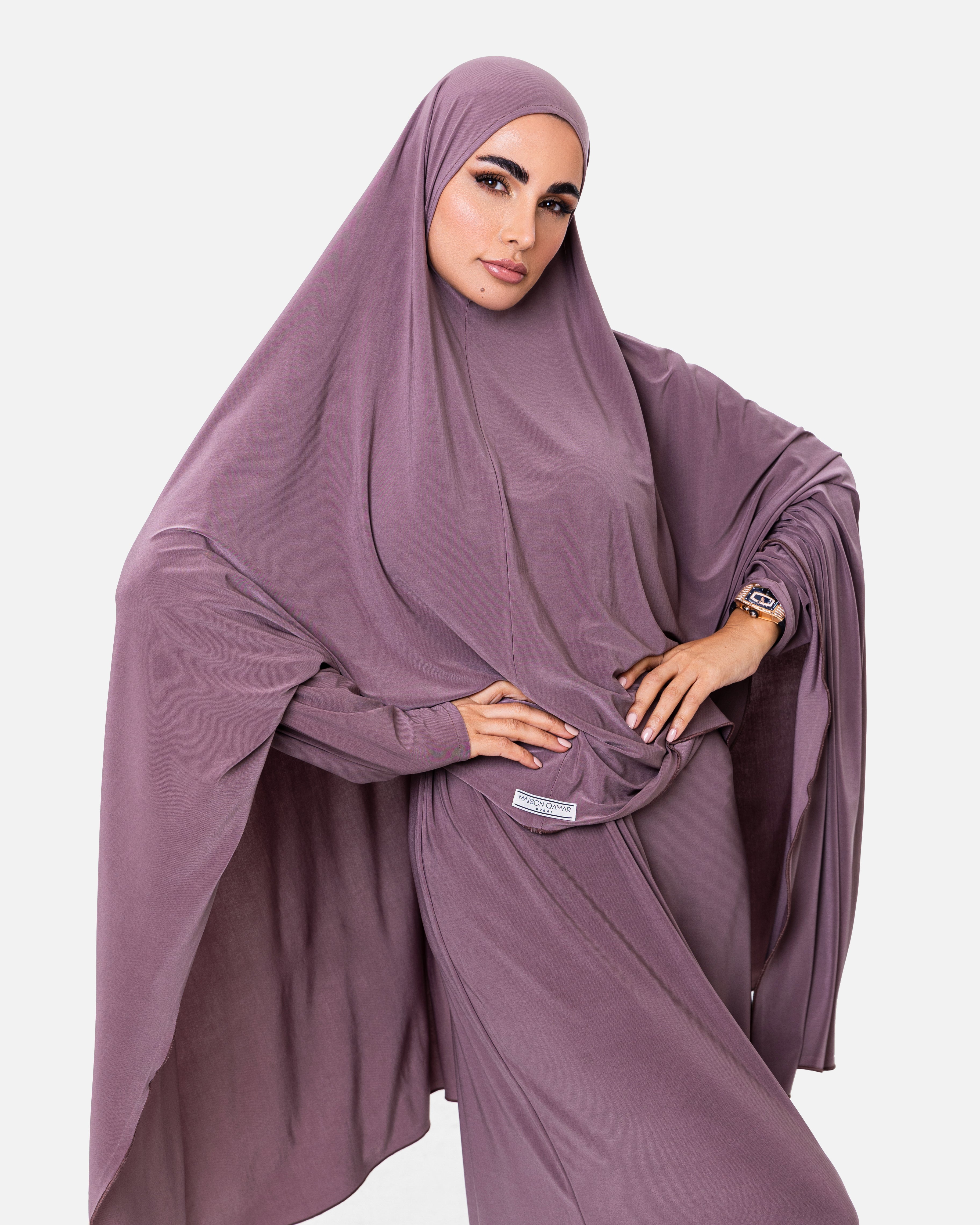 Khimaar Set Purple by Maison Qamar Dubai