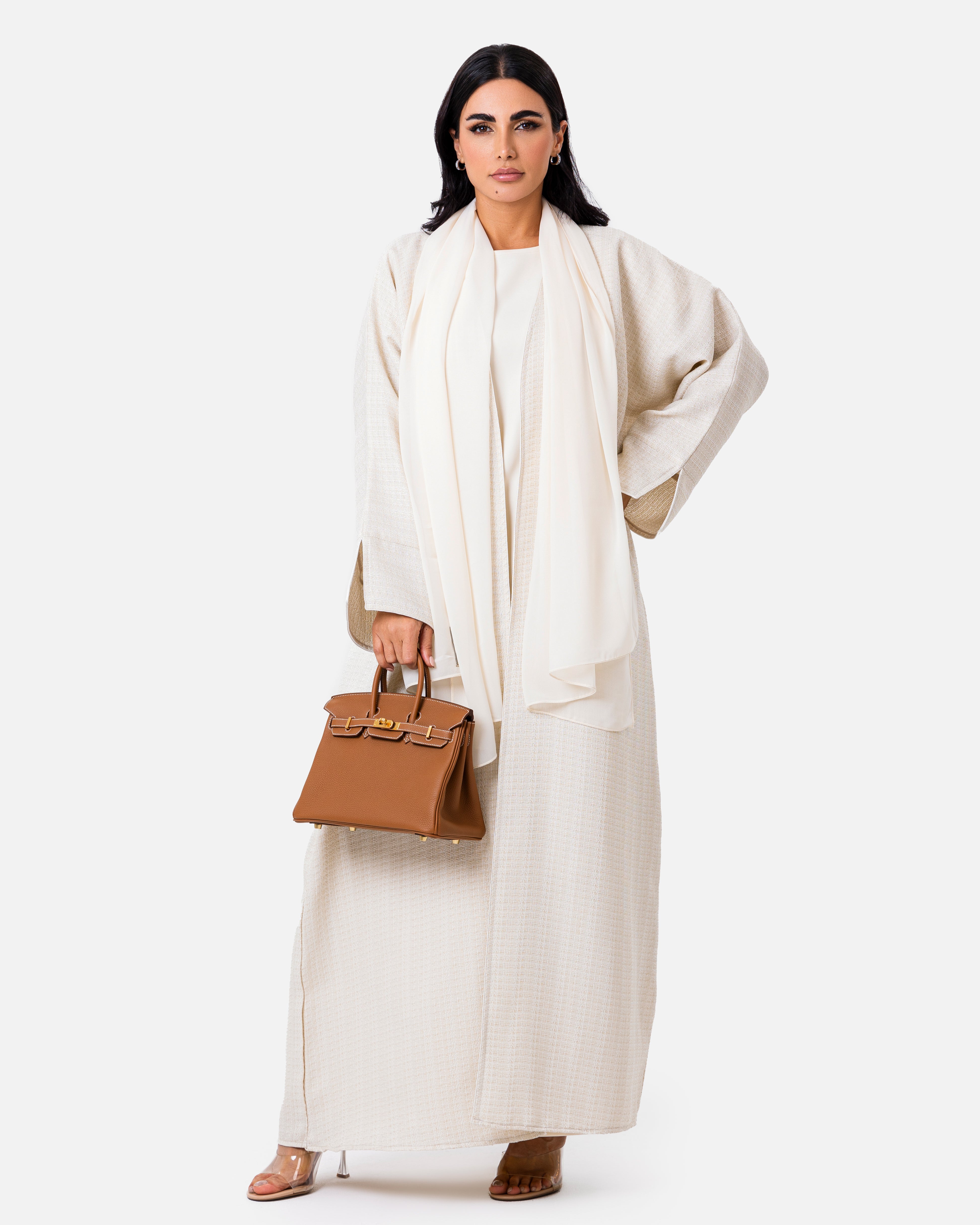 Tweedy Abaya Off White by Maison Qamar Dubai