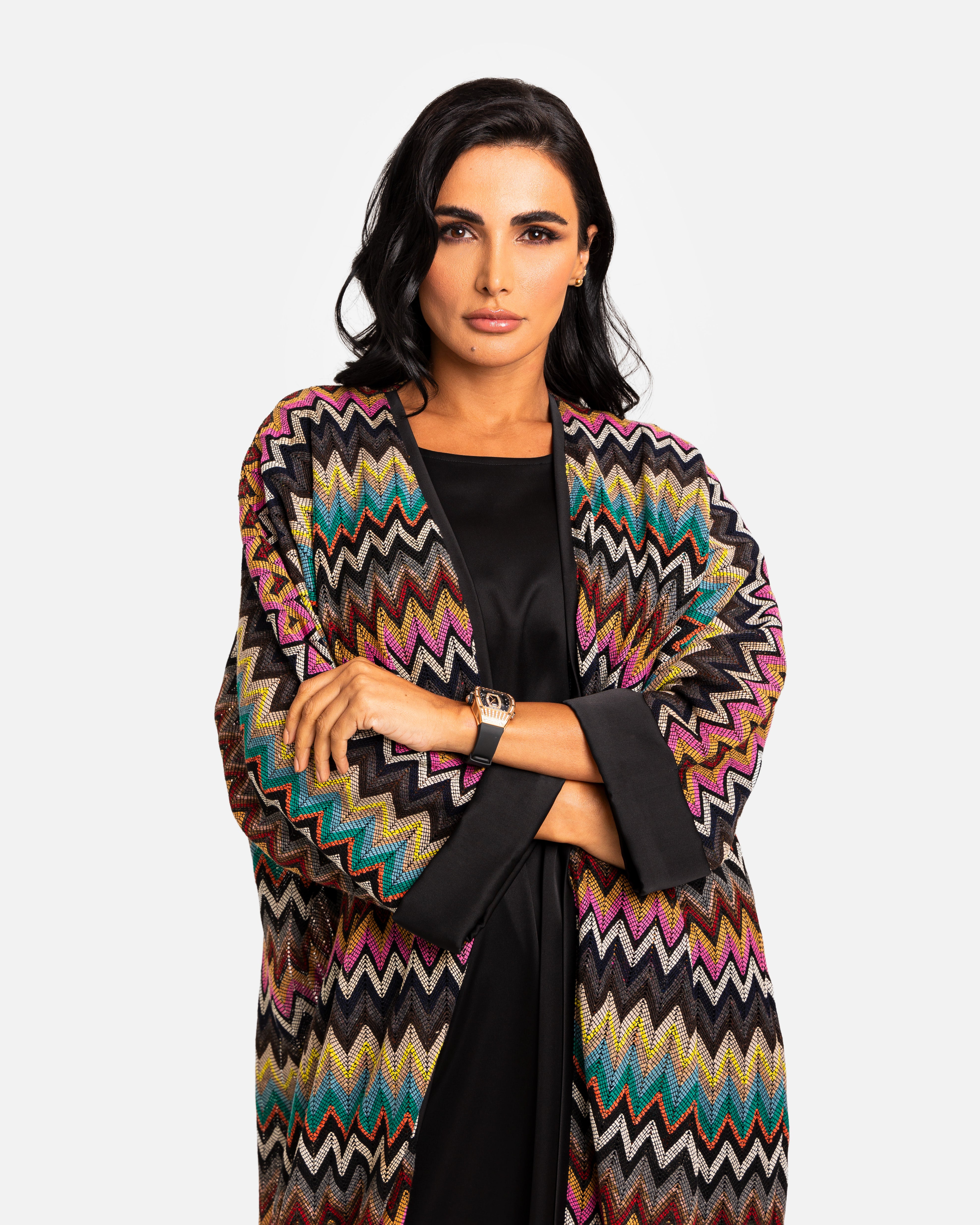 Knit Abaya Rainbow by Maison Qamar Dubai