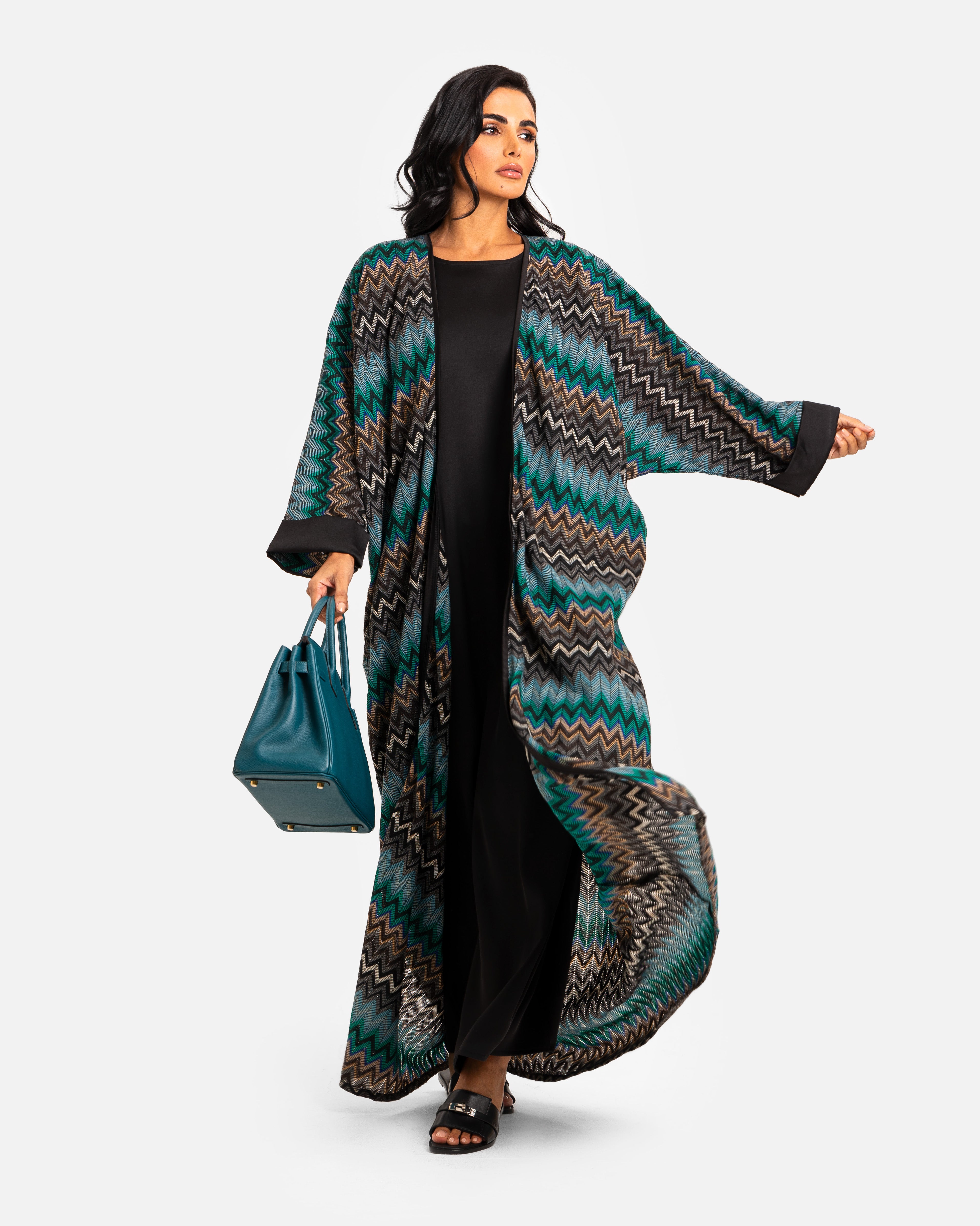 Knit Abaya Green by Maison Qamar Dubai