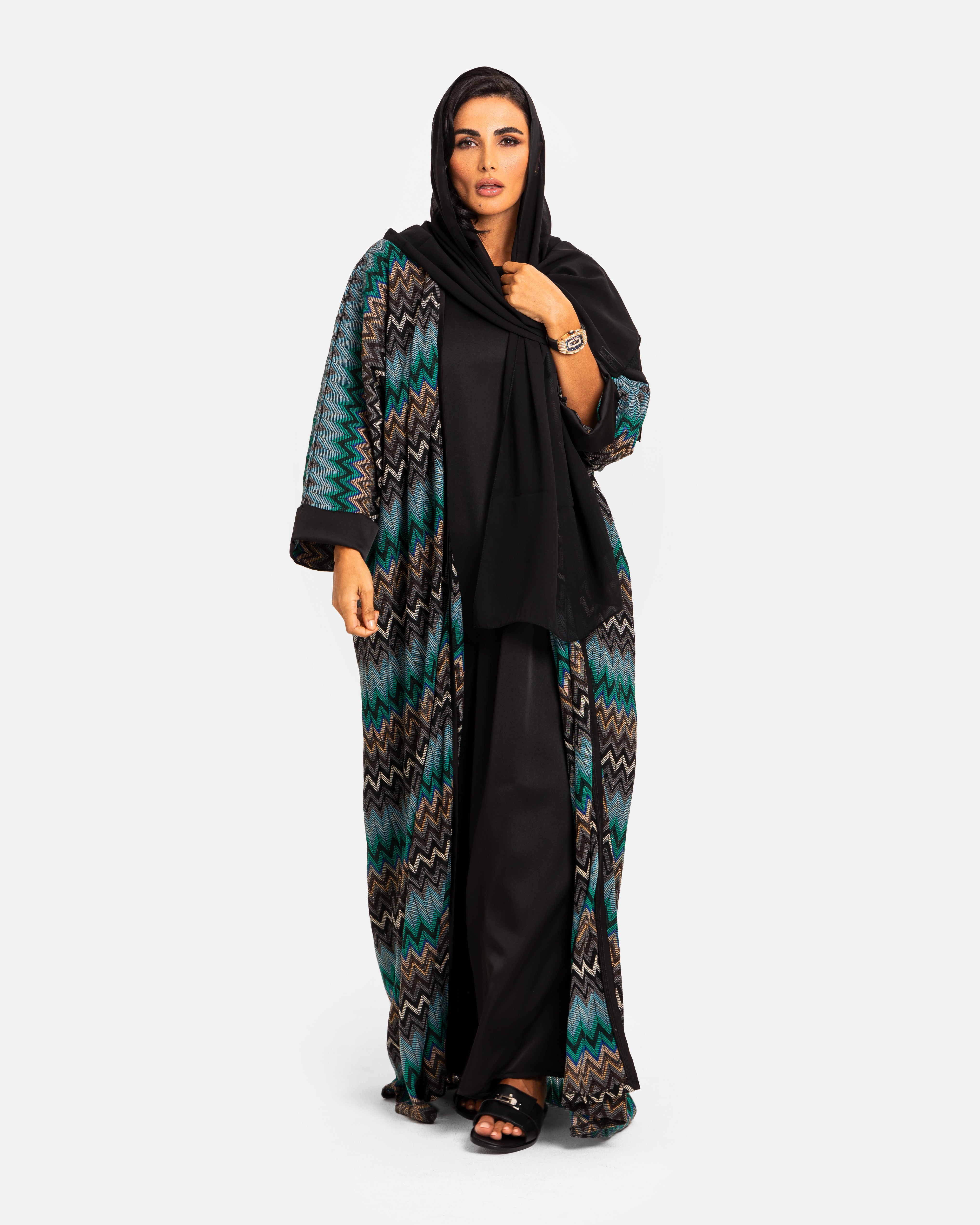 Knit Abaya Green by Maison Qamar Dubai