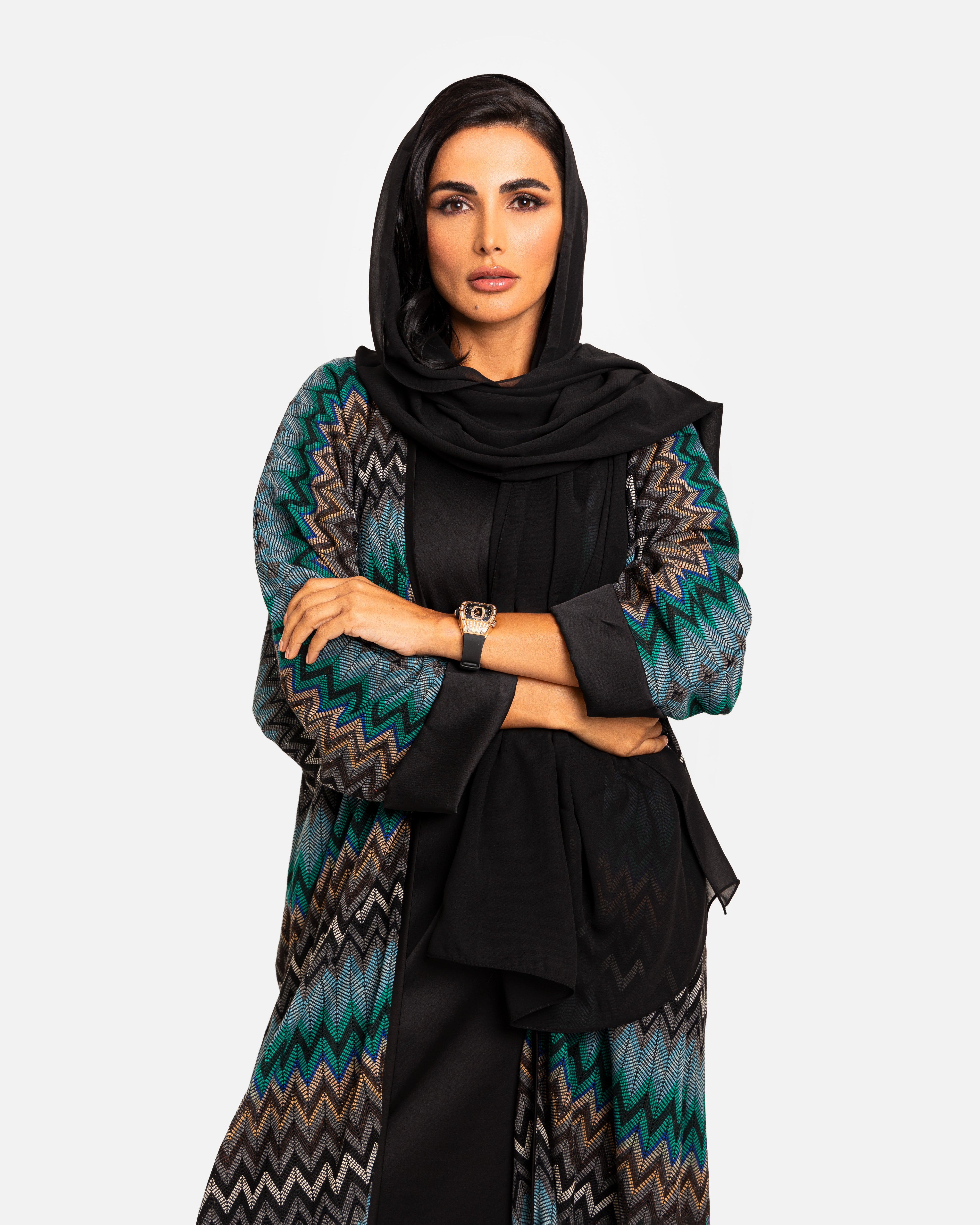 Knit Abaya Green by Maison Qamar Dubai