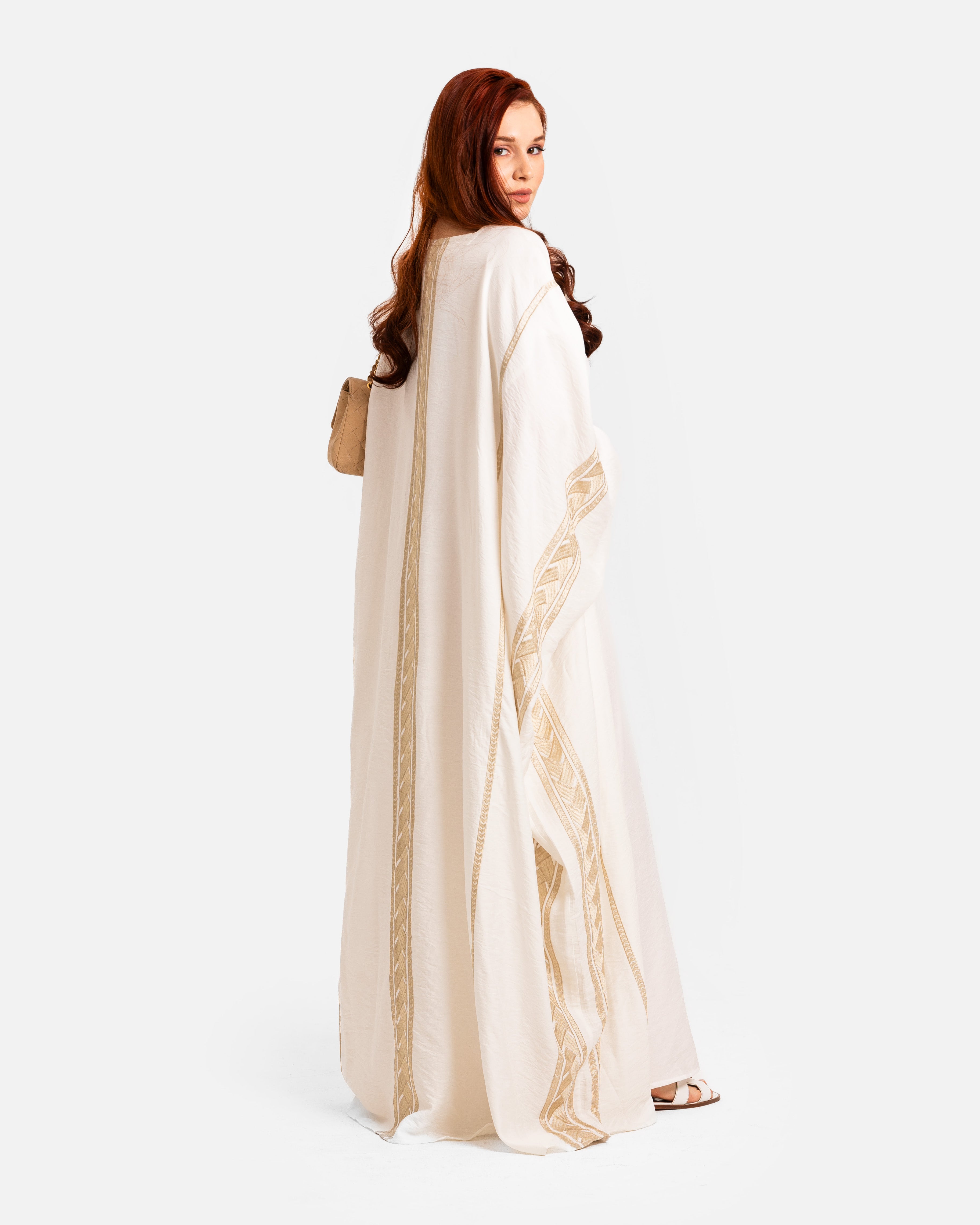 Emira White Abaya by Maison Qamar Dubai