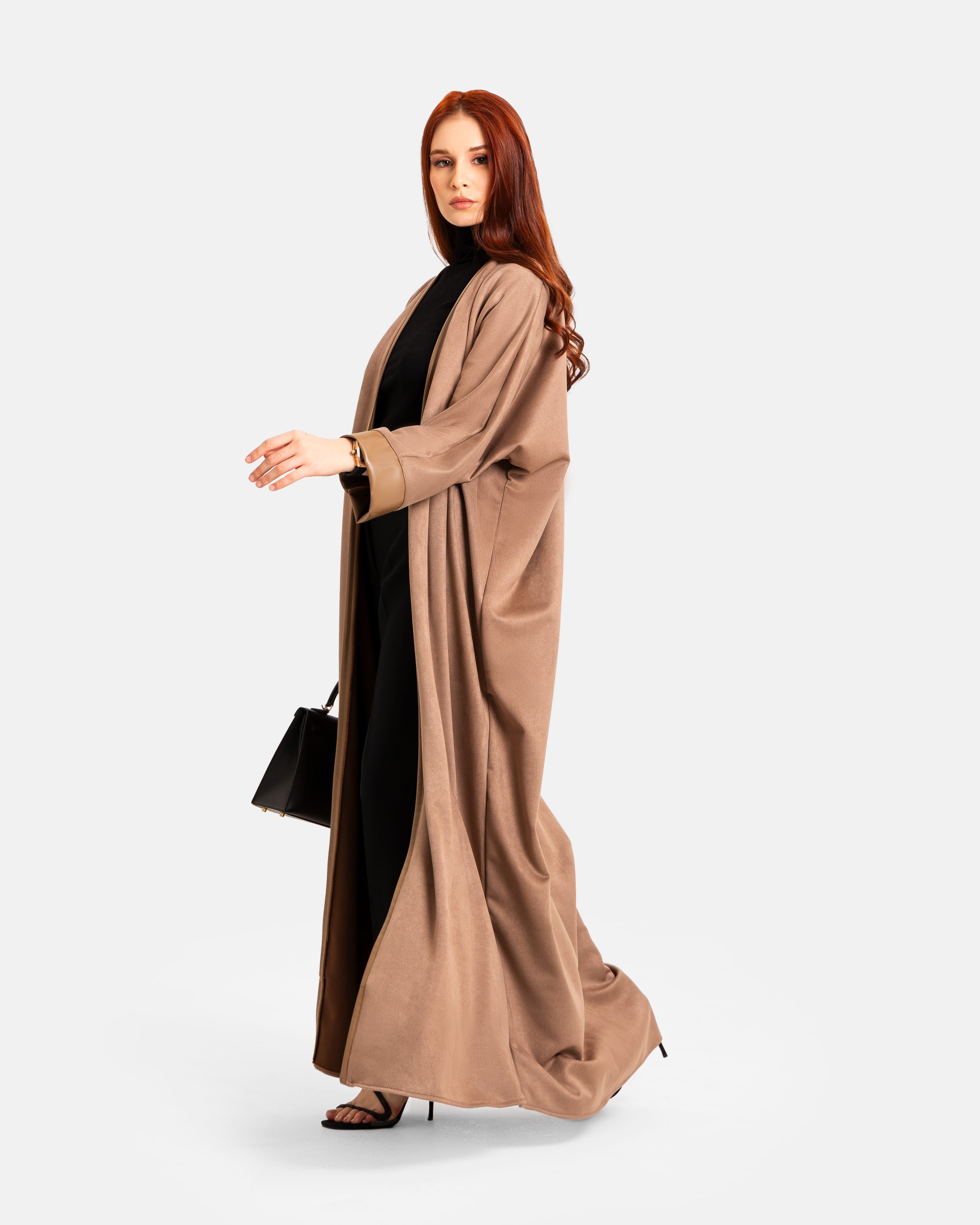 Golden Taupe Abaya by Maison Qamar Dubai