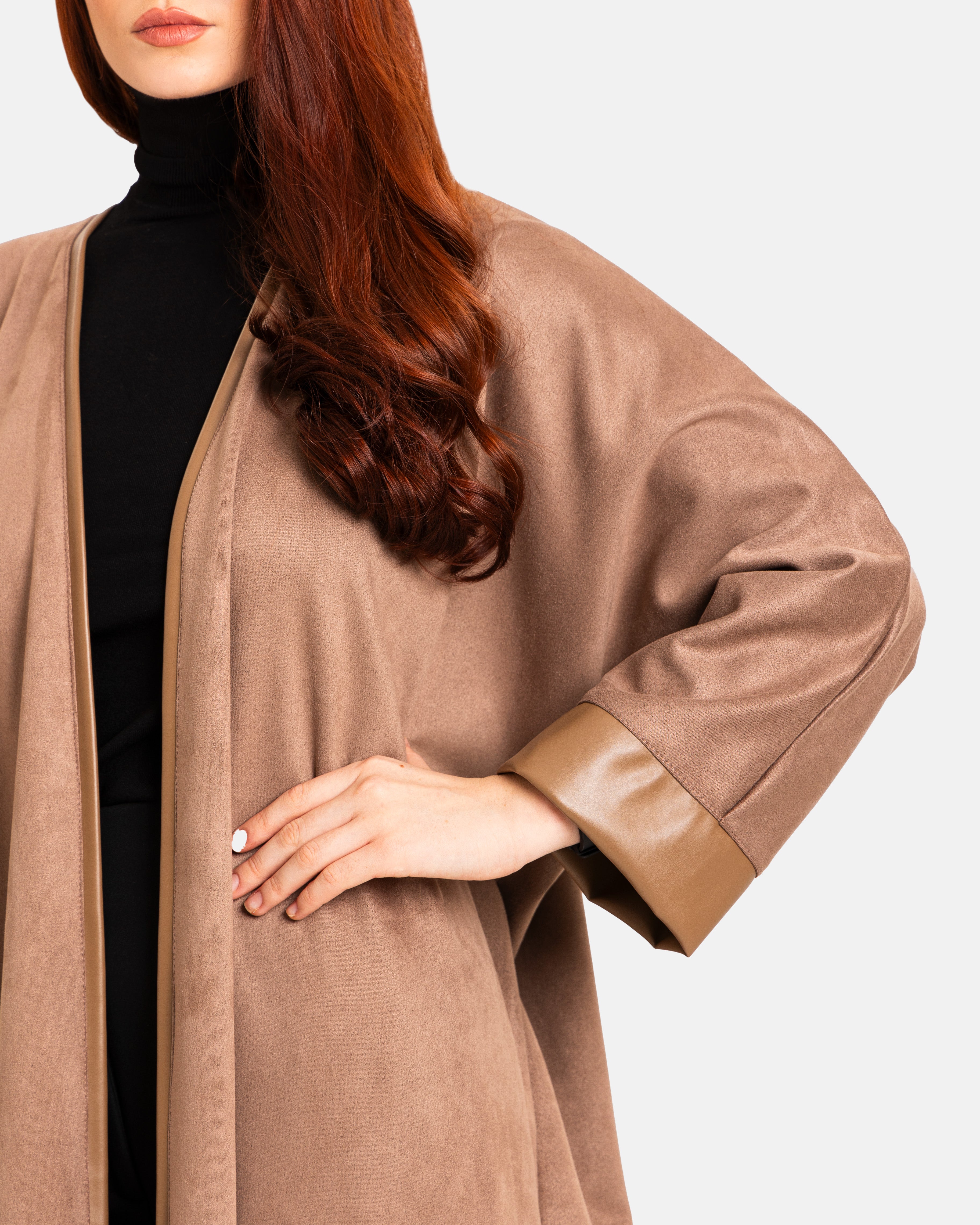 Golden Taupe Abaya by Maison Qamar Dubai