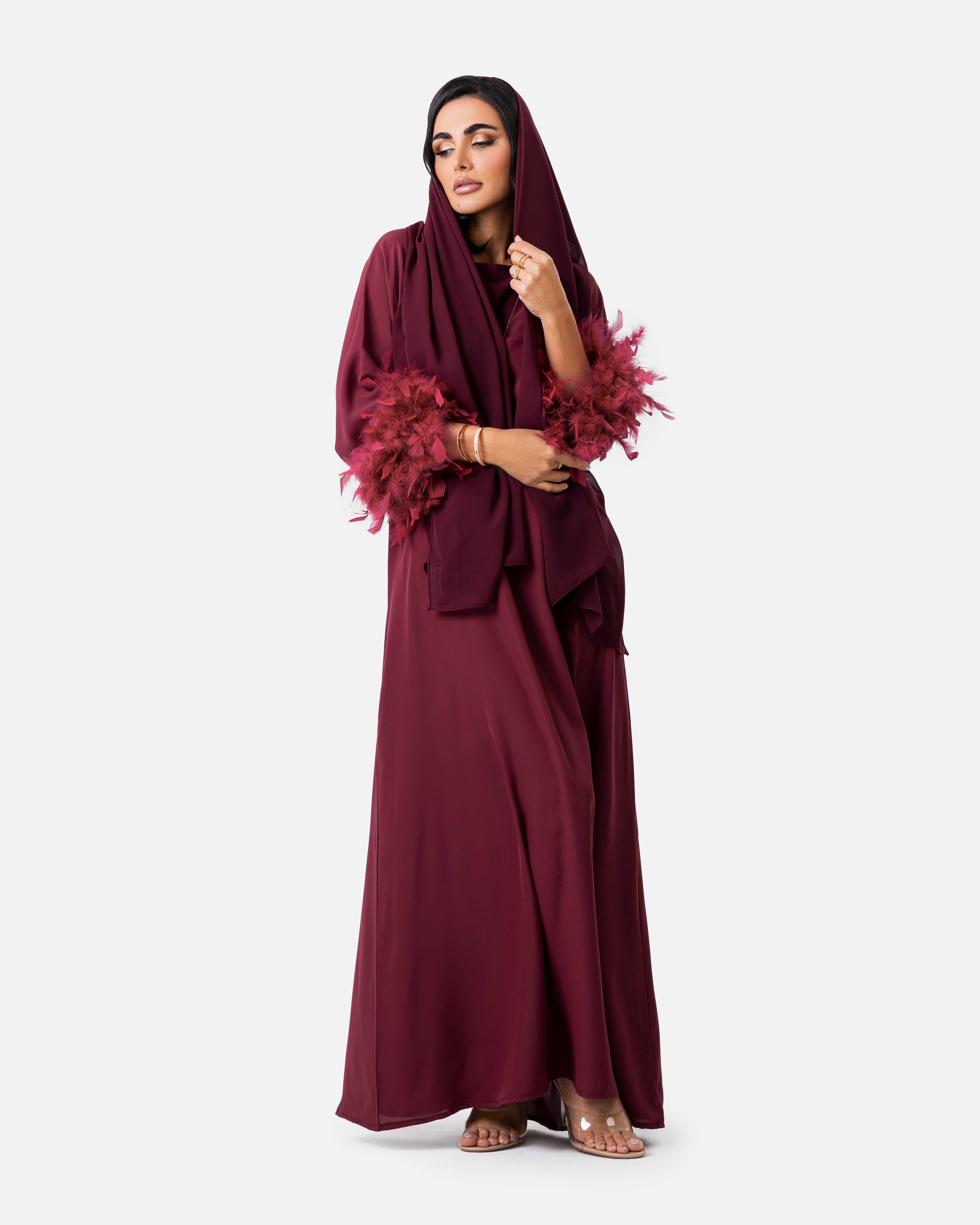 The Dress Burgundy Maison Qamar Dubai