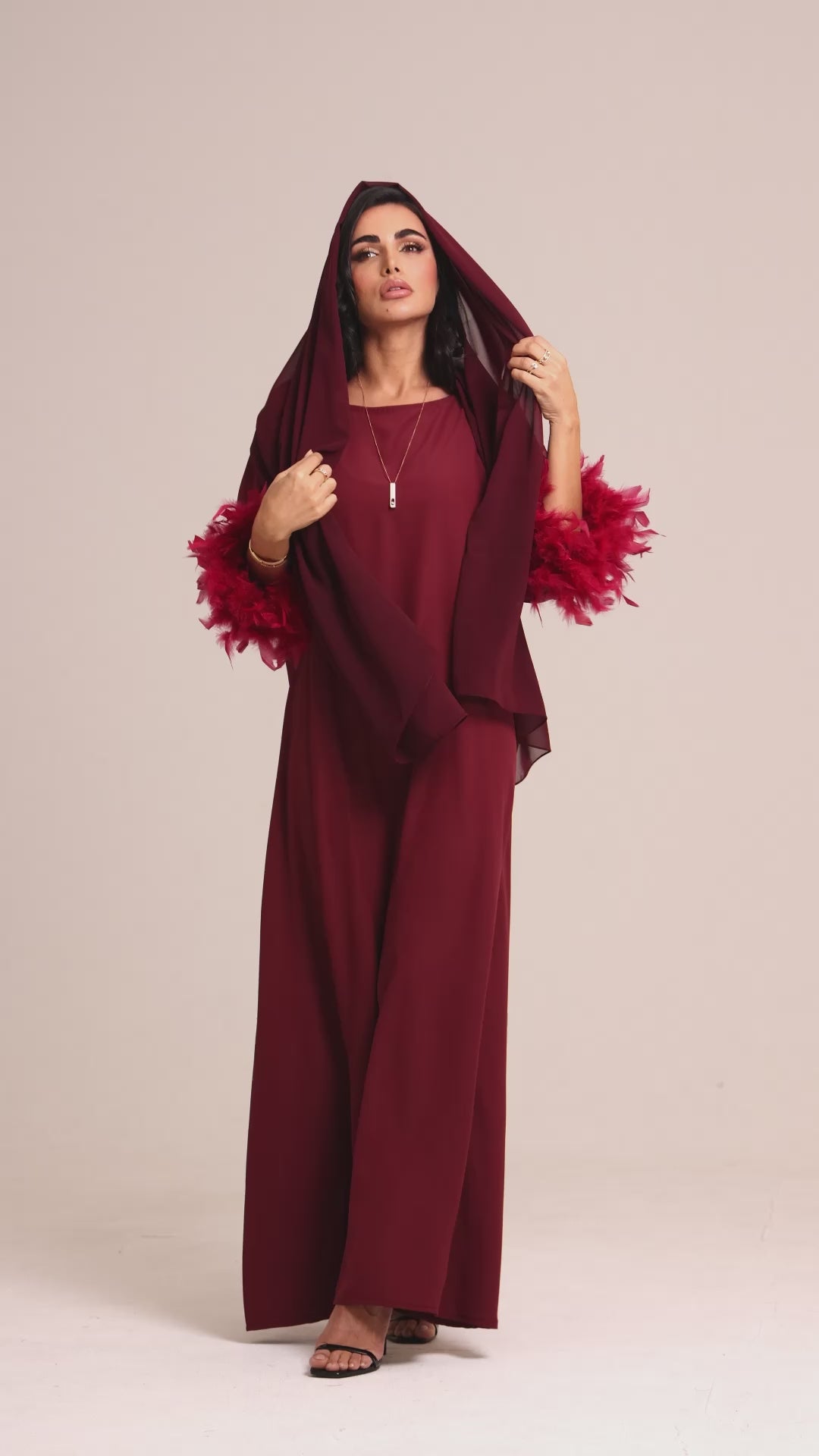 The Dress Burgundy Maison Qamar Dubai