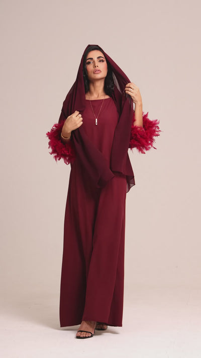 The Dress Burgundy Maison Qamar Dubai