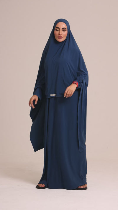 Khimaar Set Blue by Maison Qamar Dubai