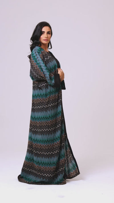 Knit Abaya Green by Maison Qamar Dubai