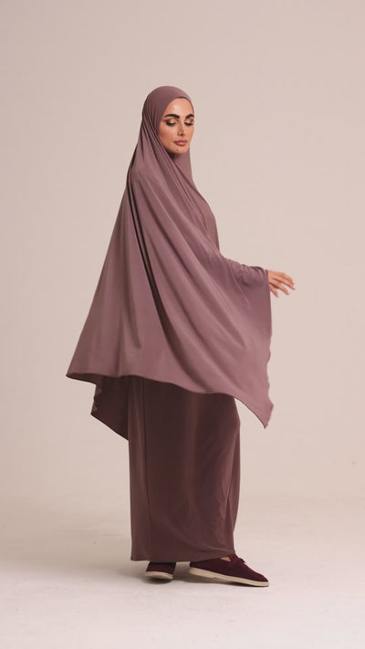 Khimaar Set Purple by Maison Qamar Dubai