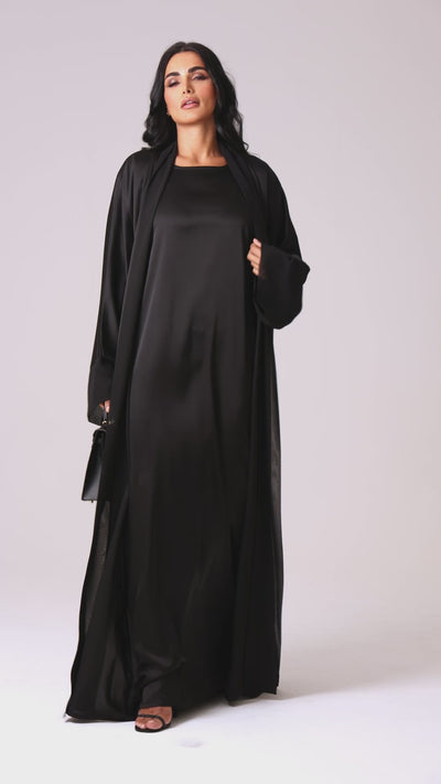 Black on Black Abaya by Maison Qamar Dubai