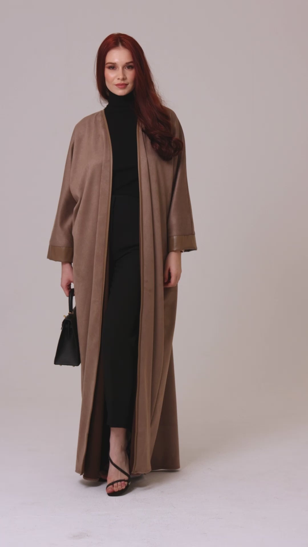 Golden Taupe Abaya by Maison Qamar Dubai